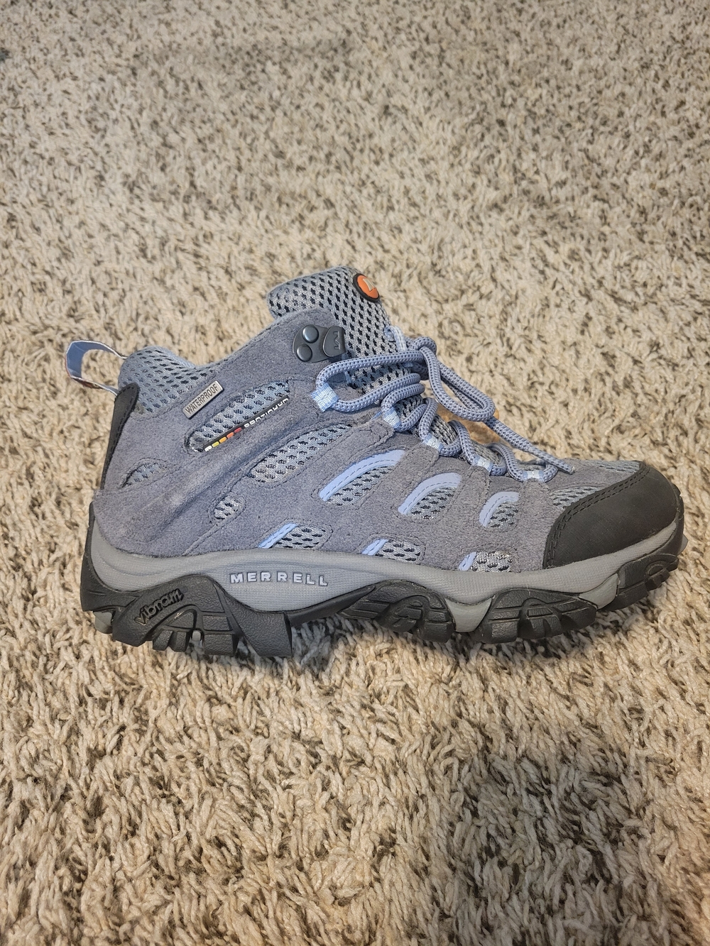Merrell Moab 2 Waterproof Hiking Boots Gray Periwinkle Women's Size 6 EUC - Picture 3 of 7